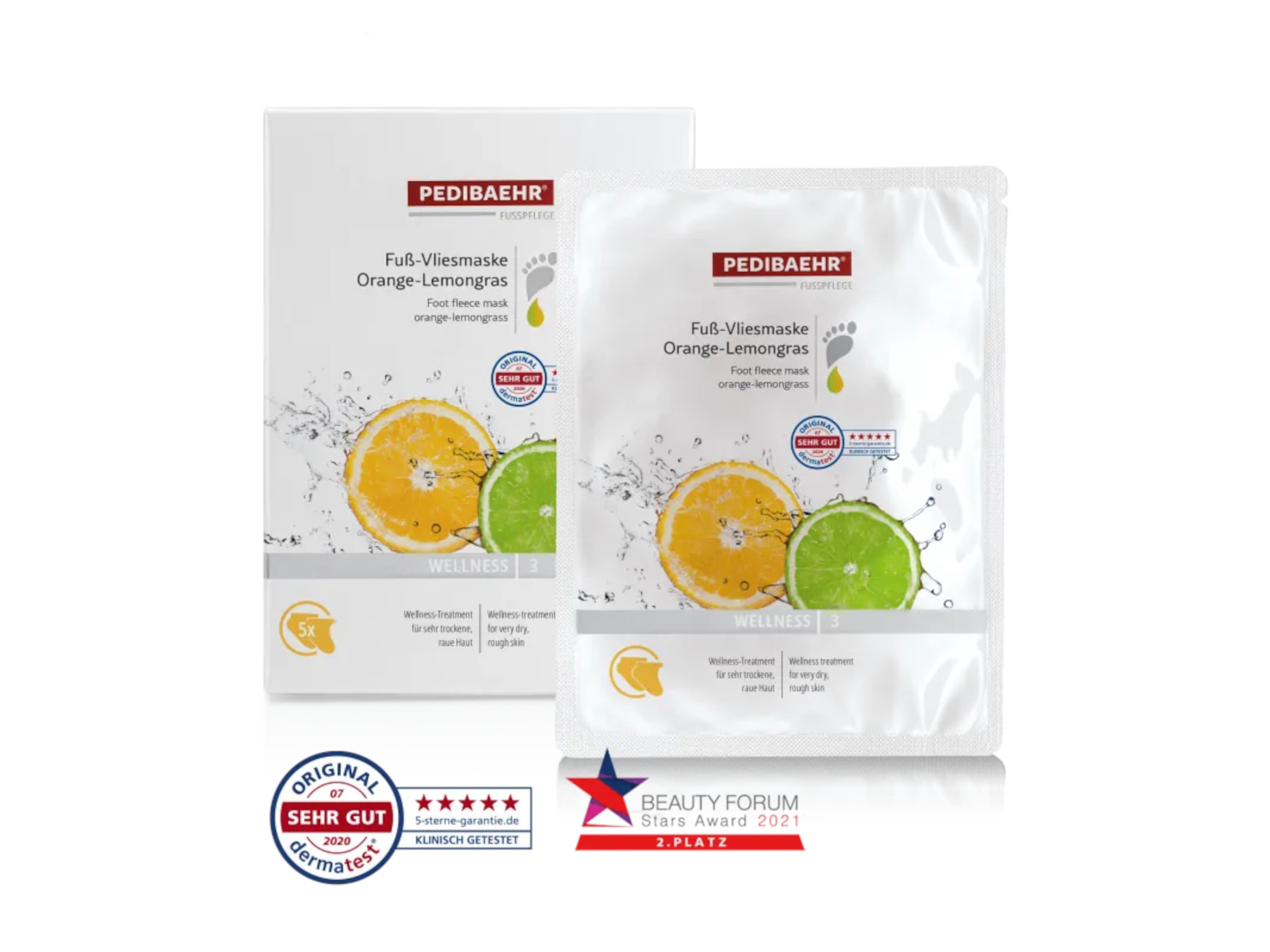 Pedibaehr Fuss-Vliesmaske Orange-Lemongras