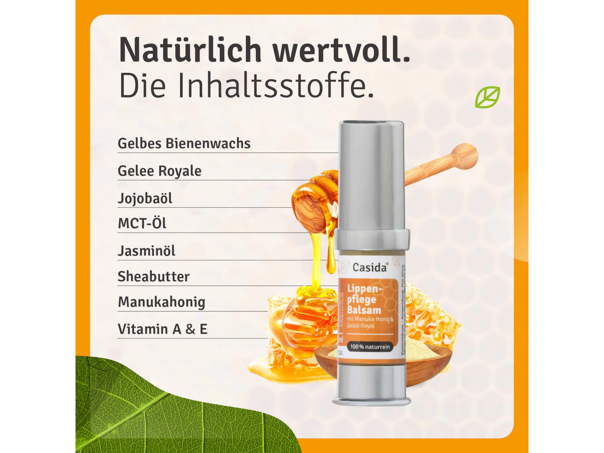 Casida Lippenpflege Balsam mit Manuka Honig & Geleé Royal