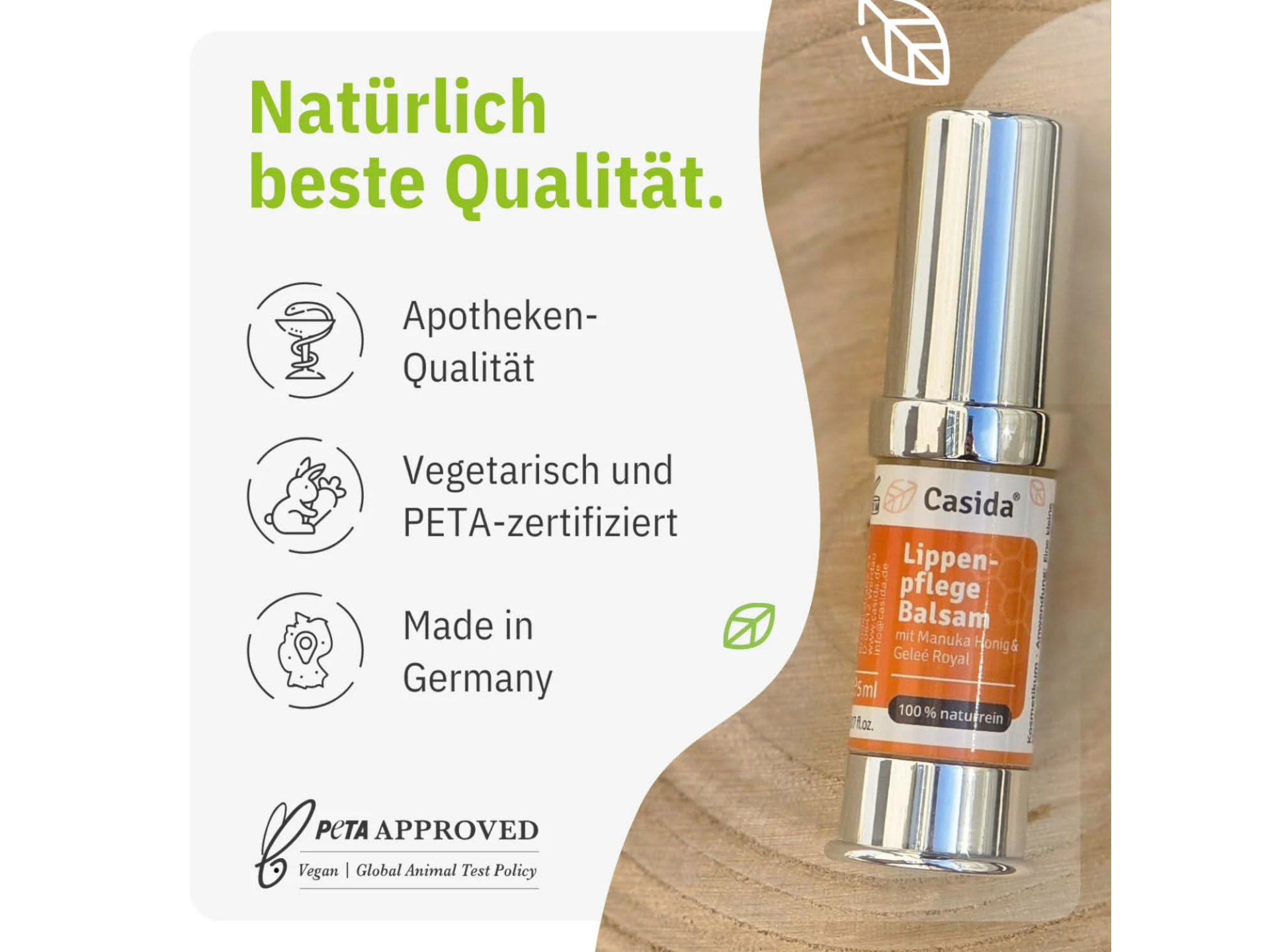 Casida Lippenpflege Balsam mit Manuka Honig & Geleé Royal