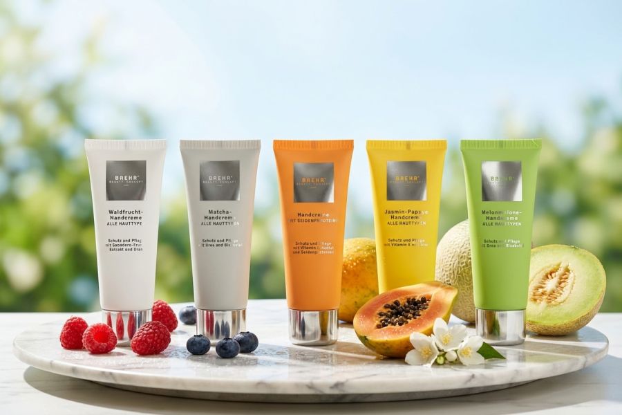 Teaser für Handcremes von Baehr mit fruchtigen Duftnoten