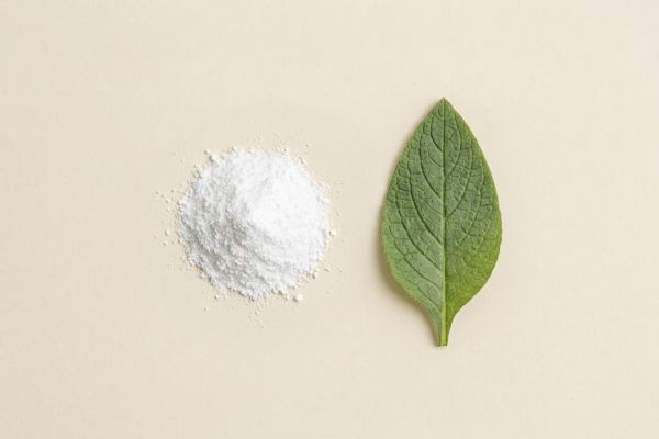 Allantoin als Makroaufnahme, weisses Pulver